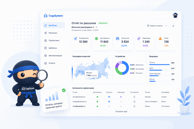 Иллюстрация статистики email-рассылки